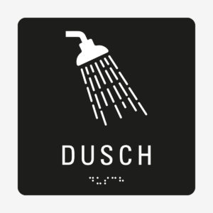 Taktil skylt m. brailleskrift DUSCH