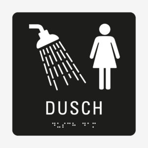 Taktil skylt m. brailleskrift DUSCH DAM