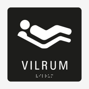 Taktil skylt m. brailleskrift VILRUM