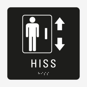 Taktil skylt m. brailleskrift HISS